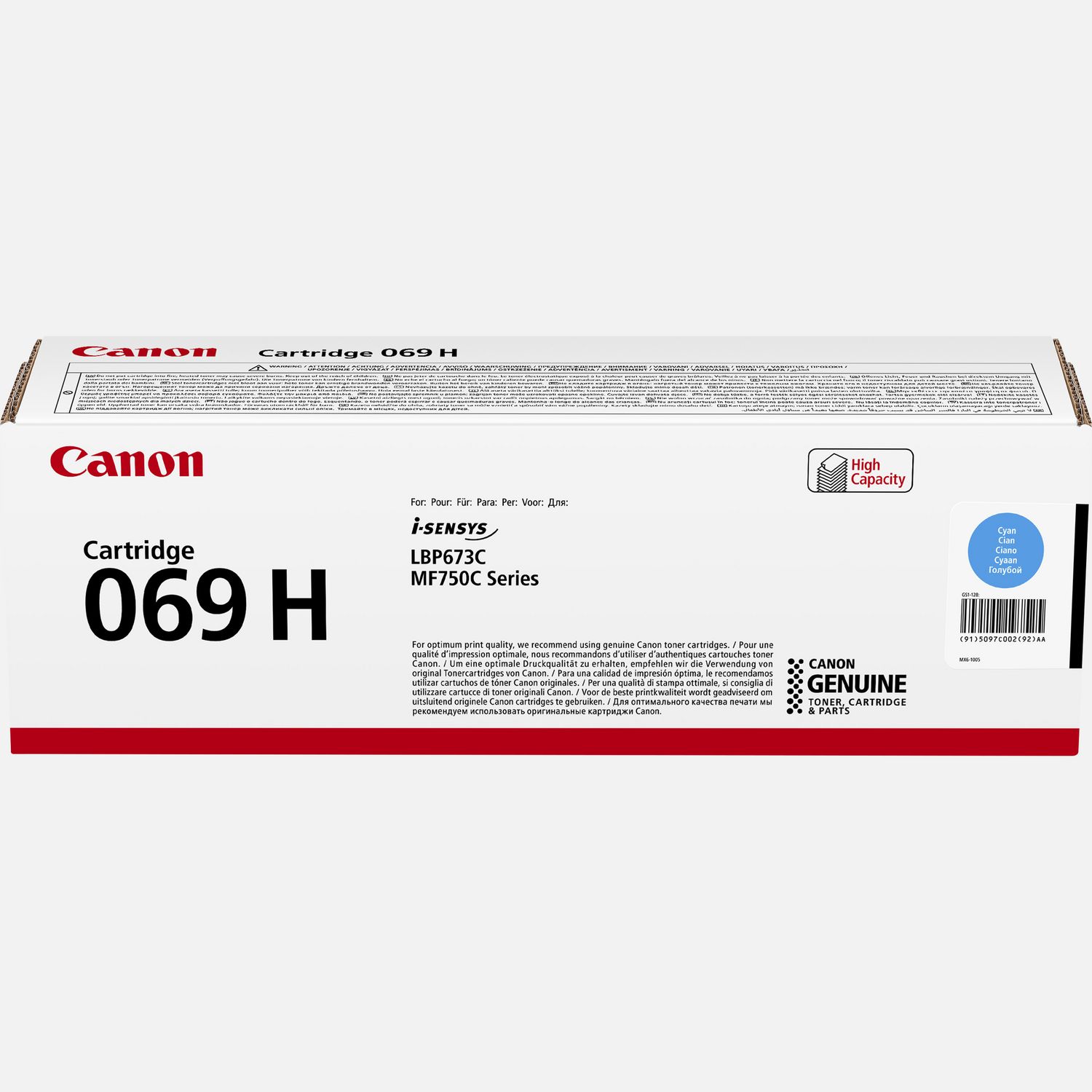 Canon Cartridge 069H Cyan Toner 5.5k (C CATR 069H C)