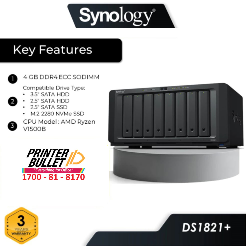 Synology DiskStation DS1821+ 8-Bay 3.5" SATA HDD NAS Server