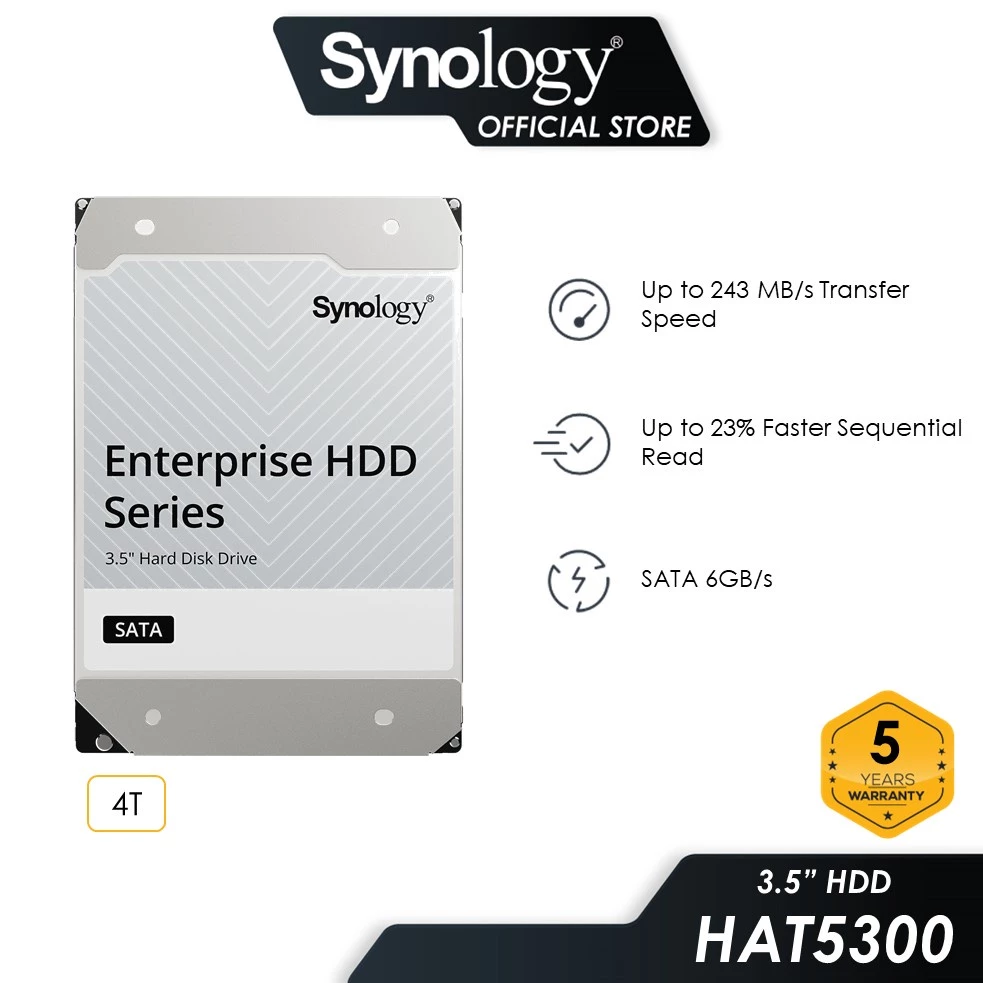 Synology 4TB HAT5300 SATA III 3.5" Internal Enterprise HDD