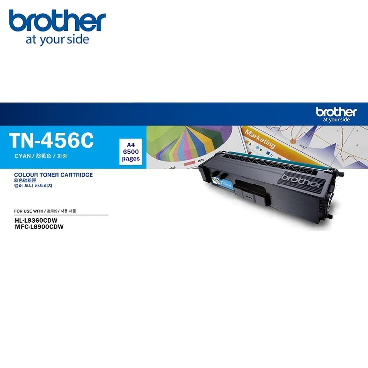 Brother TN-456 Cyan Genuine Colour Toner Cartridge, Page Yield up to 6,500 pages