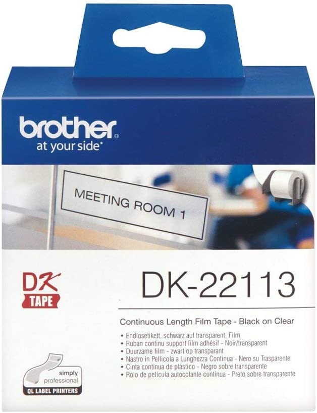 Brother DK22113 Black on Clear Continuous Length Film - 62mm x 15.24m