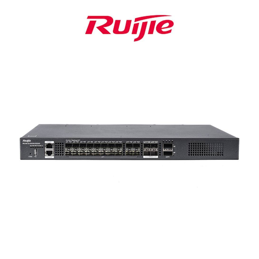 RUIJIE RG-S6120-20XS4VS2QXS ENT MANAGED SWITCH, 20 SFP+ PORTS 4 SFP28 PORTS 2 QSFP+ PORTS, 2 POWER SUPPLY SLOT