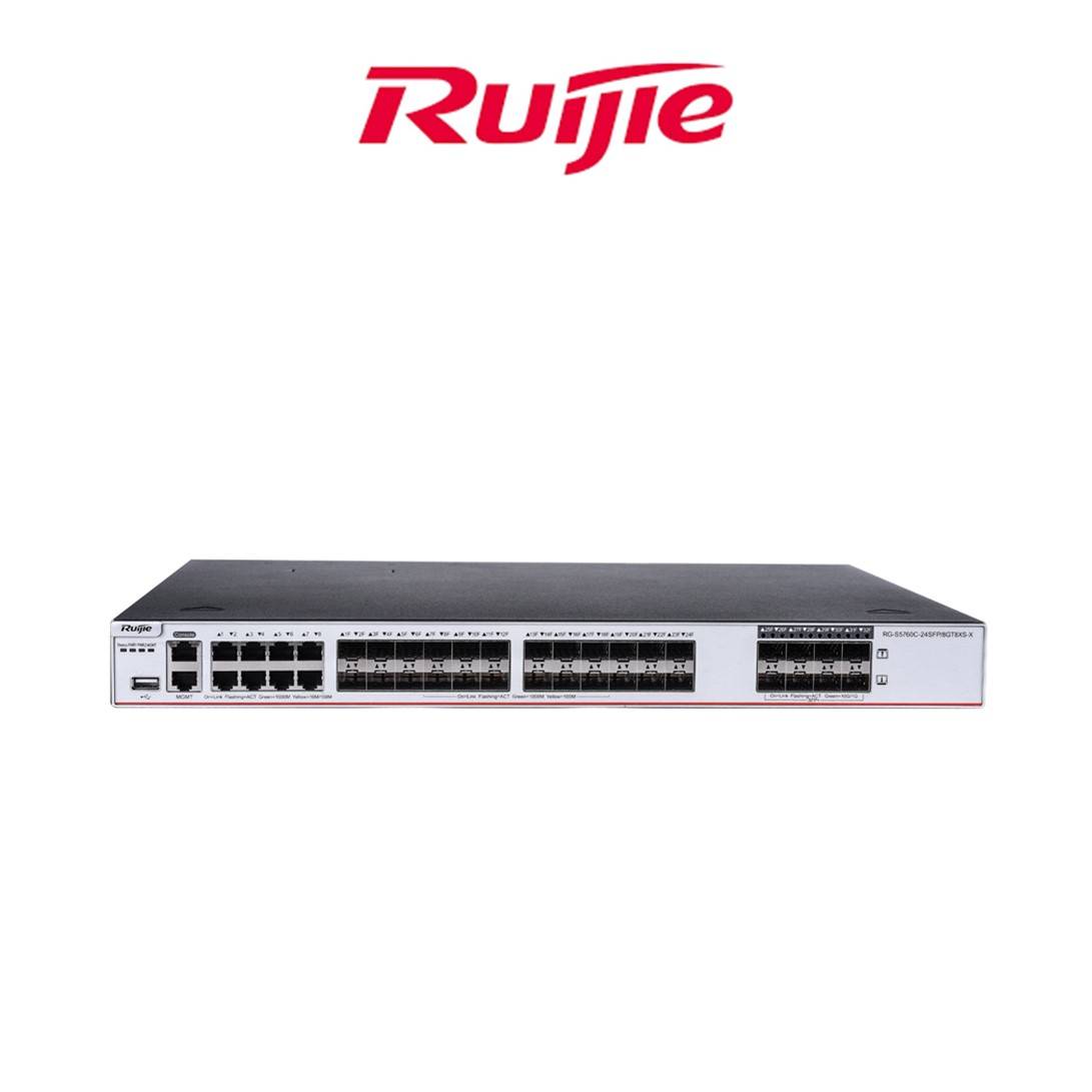 RUIJIE RG-S5760C-24SFP/8GT8 XS-X ENT MANAGED SWITCH, 24 SFP PORT/8 GE PORT, 8 SFP+, 2 EXPANSION SLOT, 2 POWER SUPPLY SLOT