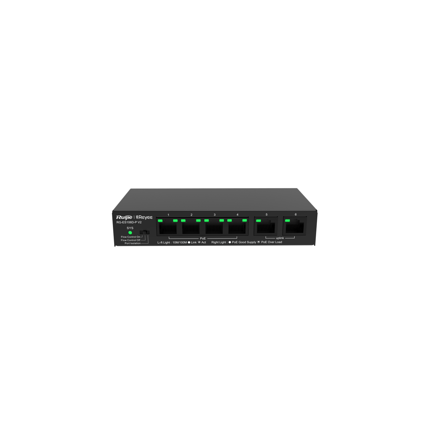Ruijee Reyee RG-ES106D-P V2 6-port 10/100Mbps Desktop Unmanaged Switch