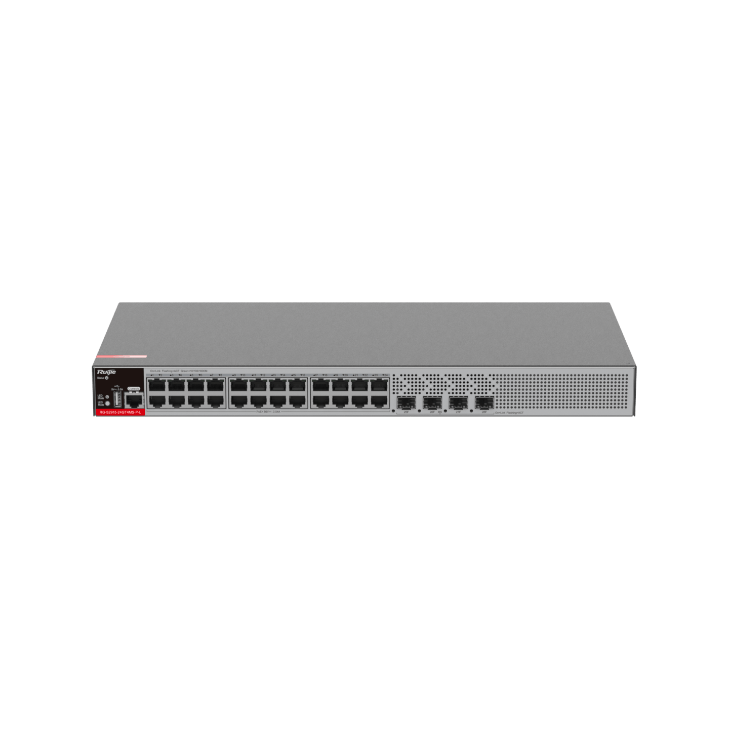 RUIJIE RG-S2915-24GT4MS-P-L，24-Port Gigabit Layer 2+ Managed PoE+ Switch with Four 2.5GE Uplink SFP Ports