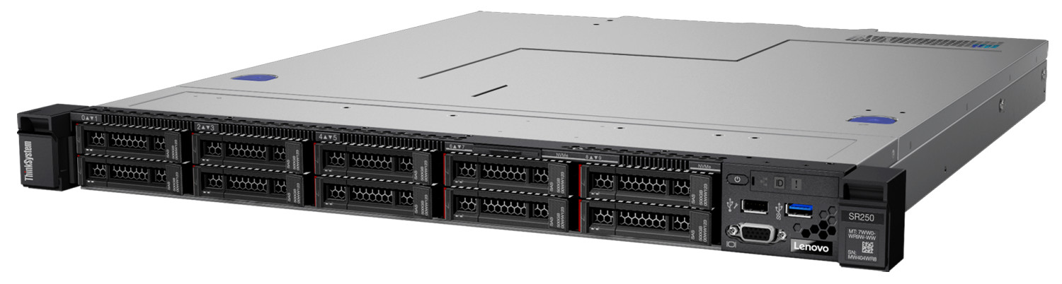 Lenovo ThinkSystem SR250 V2 Rack-Mount Server (E-2324, 8GB, On Board SATA Software RAID Mode, 4 Bays) (7D7QA01TAP)