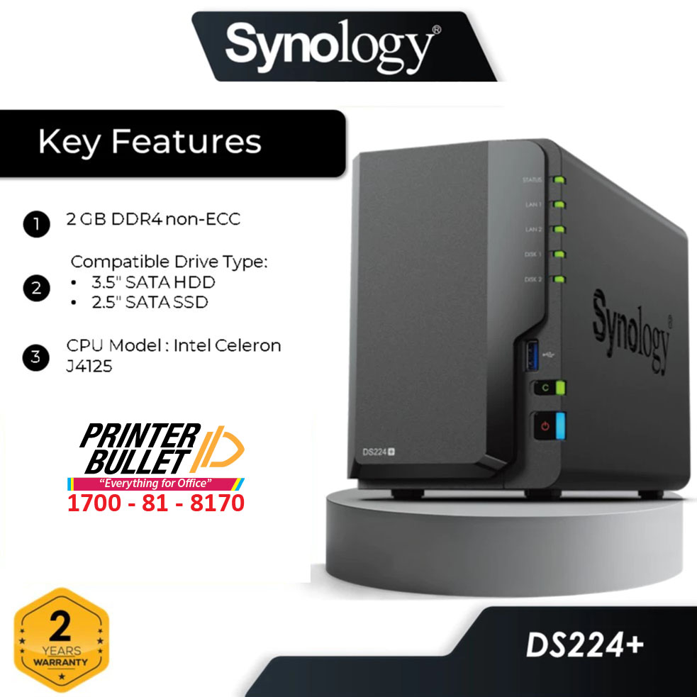 Synology DiskStation DS224+ 2-Bay NAS Enclosure