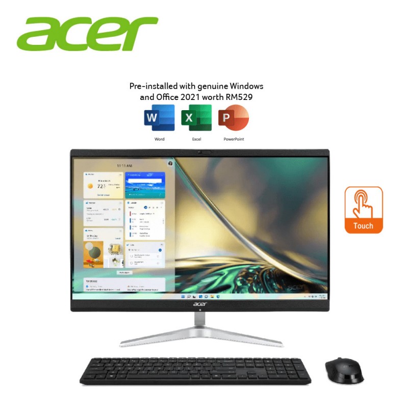 Acer Aspire C241851-1340W11T 23.8" FHD Touch All-In-One Desktop PC ( I5-1340P, 8GB, 512GB SSD, Intel, W11, HS )