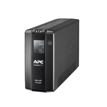 APC Back-UPS Pro, 650VA/390W, Tower, 230V, 6x IEC C13 outlets, AVR, LCD, User Replaceable Battery (BR650MI)