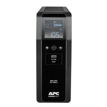 APC Back-UPS Pro, 1200VA/720W, Tower, 230V, 8x IEC C13 outlets, Sine Wave, AVR, USB Type A + C ports, LCD, User Replaceable Battery (BR1200SI)