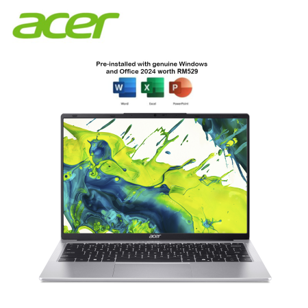 Acer Aspire Lite 14 AL14-32P-39R3 14" WUXGA Laptop Pure Silver ( i3-N355, 8GB, 512GB SSD, Intel, W11, HS+M365 )