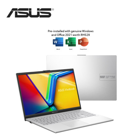 Asus VivoBook Go 15 E1504F-ABQ469WMS 15.6'' FHD Laptop Cool Silver ( Ryzen 5 7520U, 16GB, 512GB SSD, ATI, W11, HS+M365 )