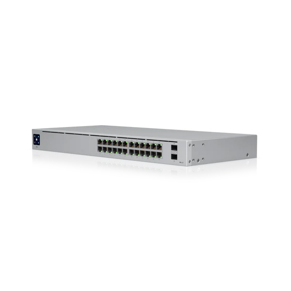 Ubiquiti USW-24 layer 2 switch with (24) GbE RJ45 ports and (2) 1G SFP ports