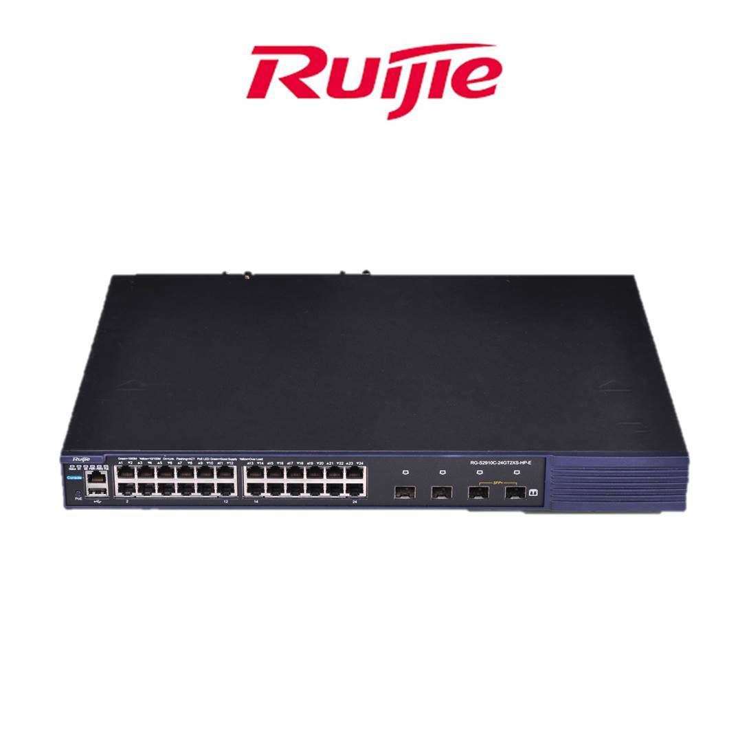 RUIJIE RG-S2910C-24GT2XS-HP-E ENT MANAGED POE+ SWITCH, 24 GE PORT, 2 SFP+, 2 EXPANSION SLOT, 2 POWER SUPPLY SLOT