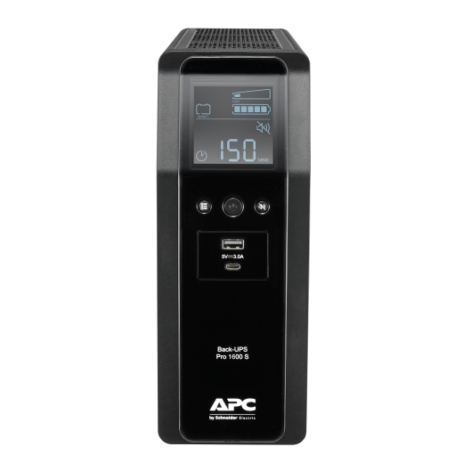 APC Back-UPS Pro, 1600VA/960W, Tower, 230V, 8x IEC C13 outlets, Sine Wave, AVR, USB Type A + C ports, LCD, User Replaceable Battery (BR1600SI)